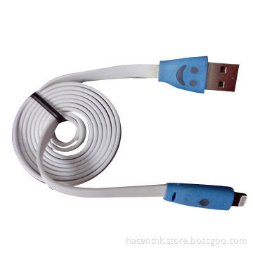 Wholesale smile face lighting USB data and charging cable for iPhone 5